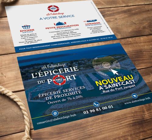 Création du flyer d'ouverture. Présentation au recto de la localisation et des moyens de contact. Présentation au verso des différents services, création de pictos pour l'occasion.